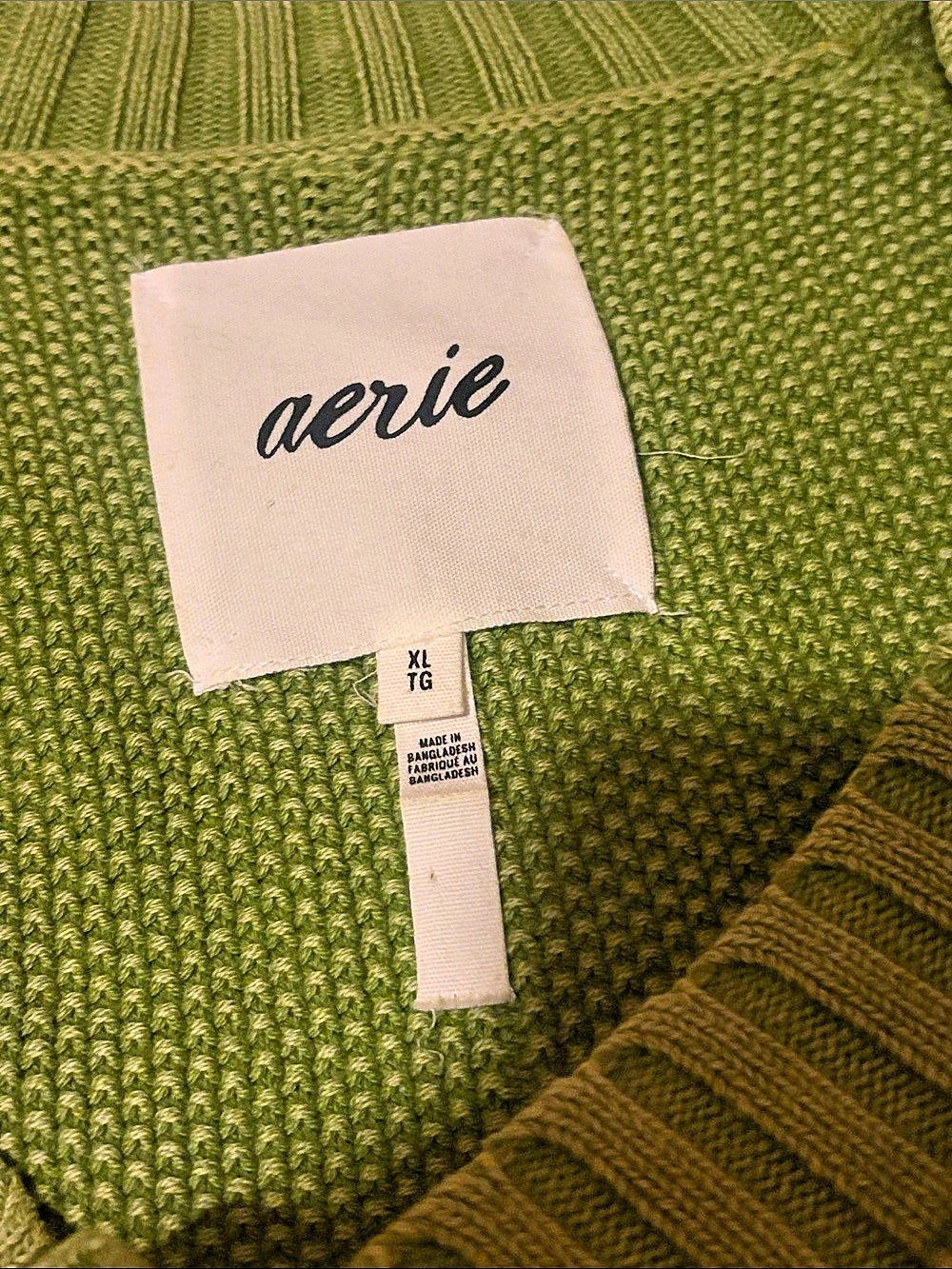 Aerie Cotton Knit Sweater Green XL Like New - Picture 2 of 7